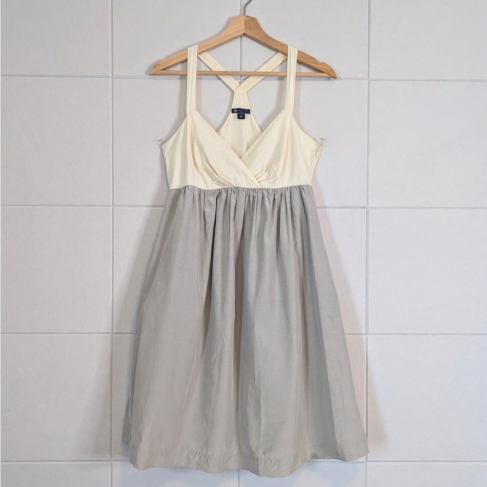 GAP Cream Pleated Wrap Midi Dress